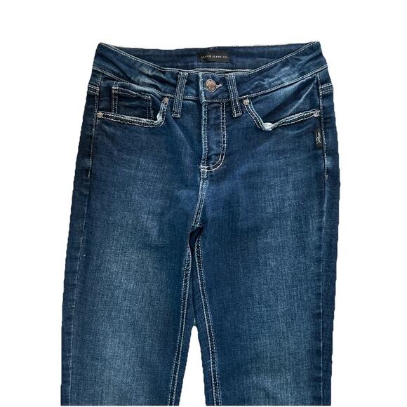 Women’s Silver Suki Bootcut Blue Embroidered Denim Jeans Size 26x33 - Picture 2 of 8